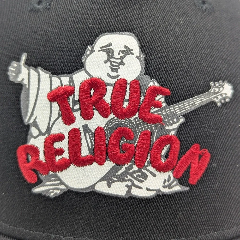True Religion‎ Jet Black True Buddha Embroidered Hat TR4239 Adjustable Cap NWT